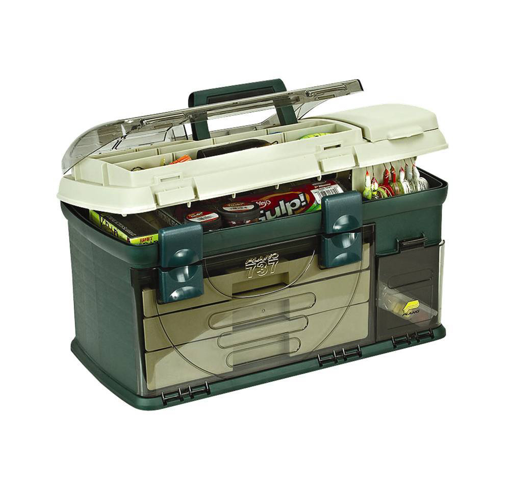 Plano 737 Large 3 Drawer Tackle Box Including 3 Spinnerbait Racks 3 Plano 737 Large 3 Drawer Tackle Box Including 3 Spinnerbait Racks